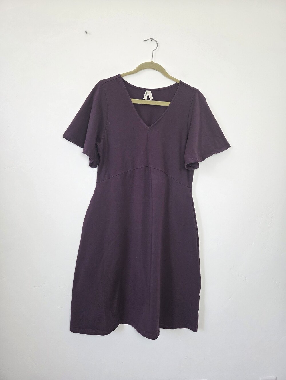 Pact Organic Cotton T-Shirt Dress Plum Purple Pockets Natural Sustainable Midi L